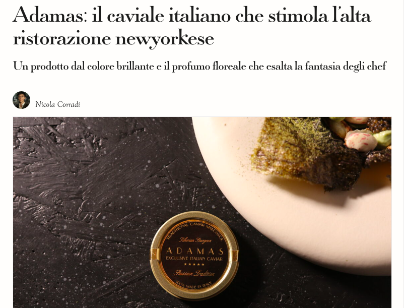 Adamas: il caviale italiano che stimola l’alta ristorazione newyorkese