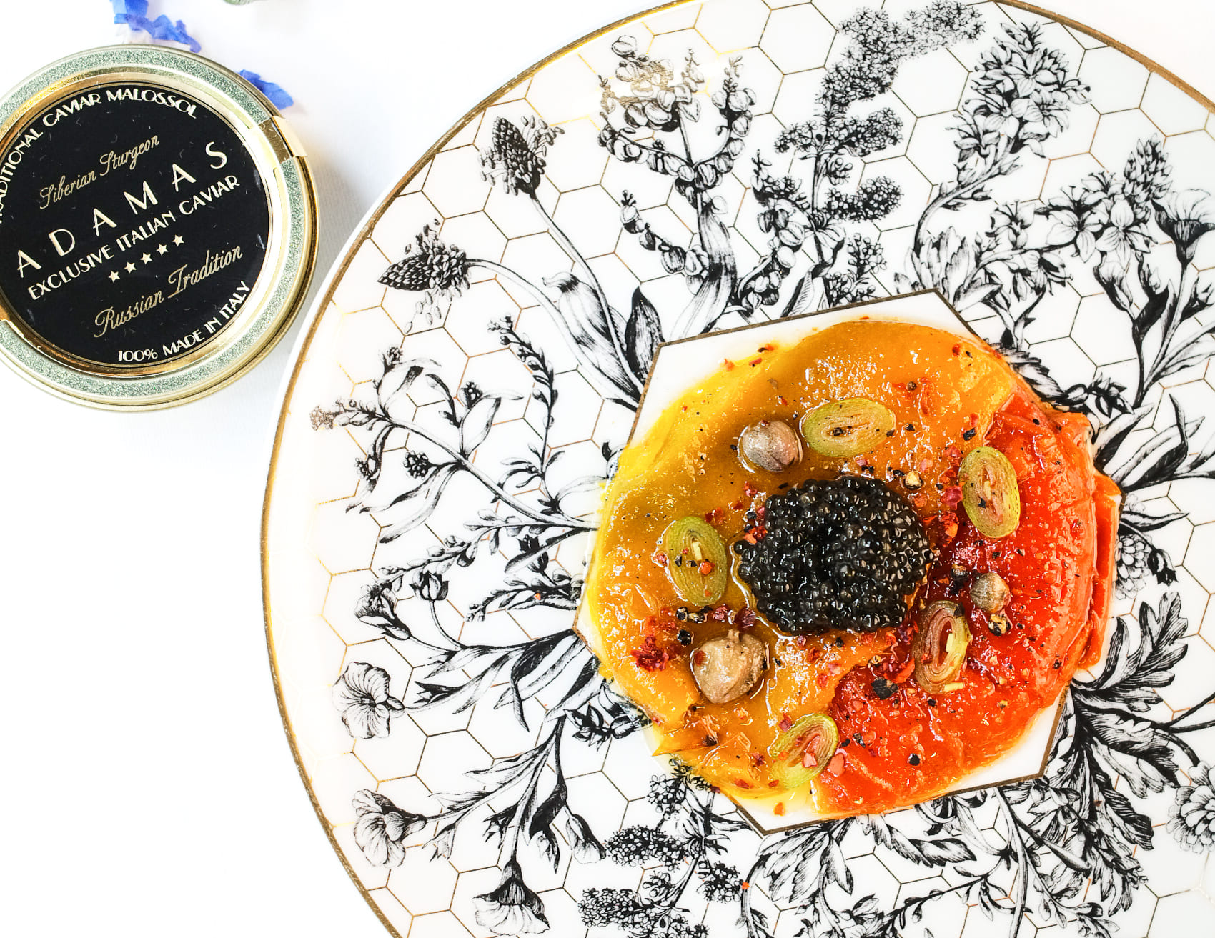 Carpaccio of roasted peppers with Adamas Prestige Selection by Chef Michele Casadei Massari